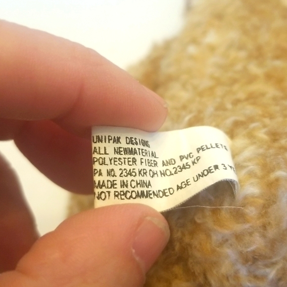 NEW Teddy Bear Plush Doll by UNIPAK with Wooden Necklace - Picture 9 of 11